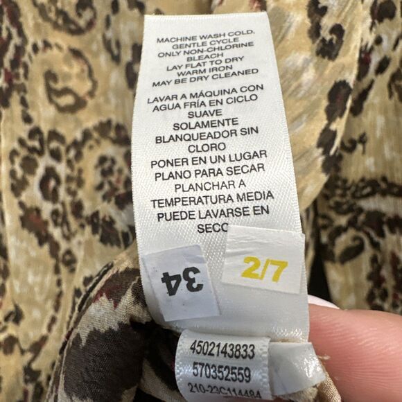 NWT Chico's Paisley Leopard Blouse Popover Top Size 2 (L) Brown Office Career - Picture 10 of 10